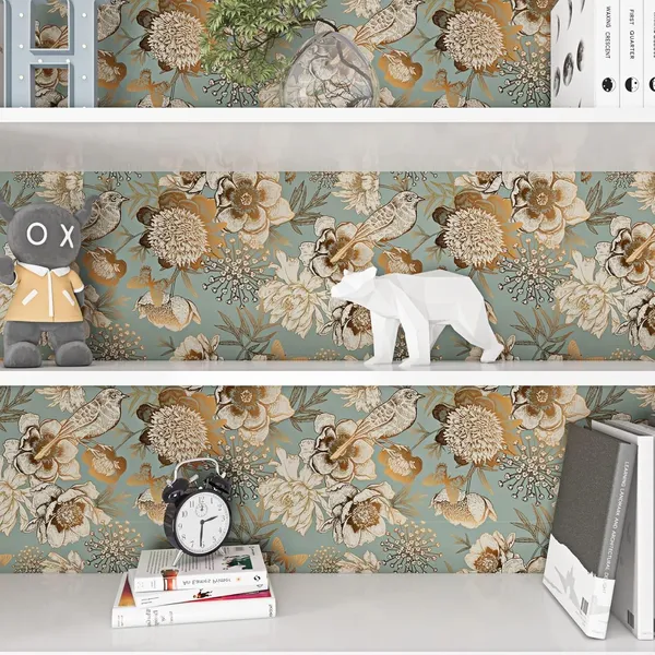 Floral_Bird_Print_Decorative_Furniture_Covering_Wallpaper