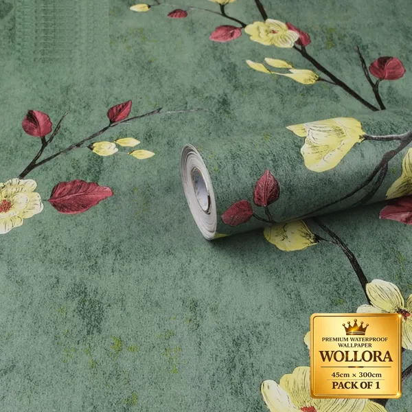 Waterproof_Green_Floral_Print_Wallpaper