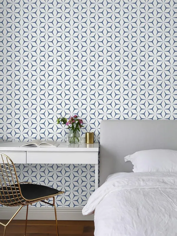 Blue_White_Geometric_Pattern_Decorative_Wallpaper