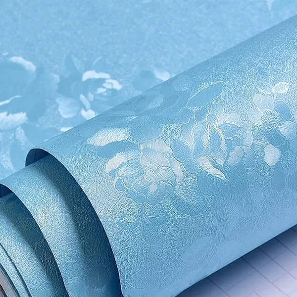 Blue_Embossed_Floral_Pattern_Wallpaper_Roll