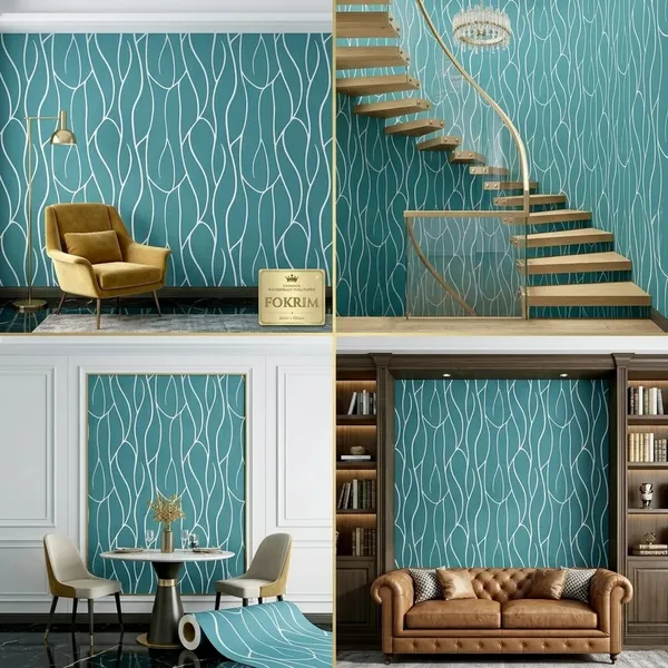 Teal_Modern_Abstract_Line_Pattern_Wallpaper_Roll