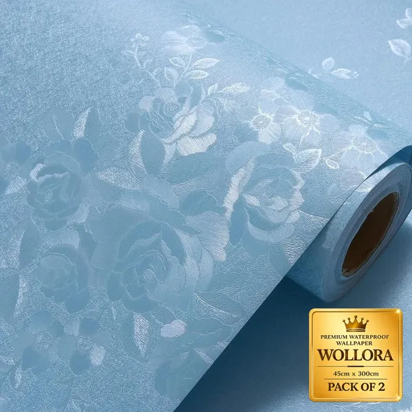 Blue_Floral_Print_Waterproof_Wallpaper_Roll