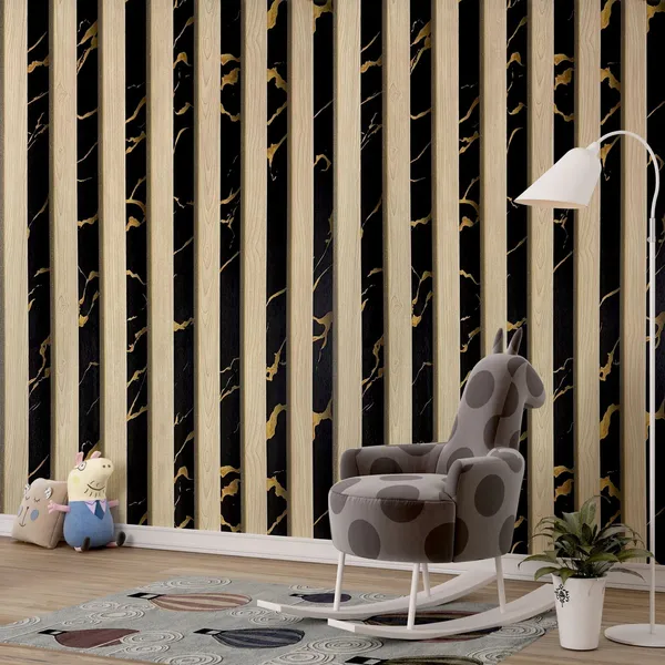 Black_Marble_Look_Wood_Stripe_Wallpaper