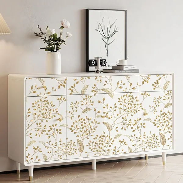 White_Botanical_Floral_Print_Wallpaper