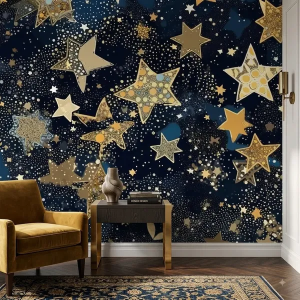 Navy_Star_Pattern_Waterproof_Wallpaper_Roll