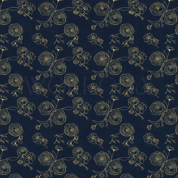 Navy_Modern_Floral_Pattern_Wallpaper