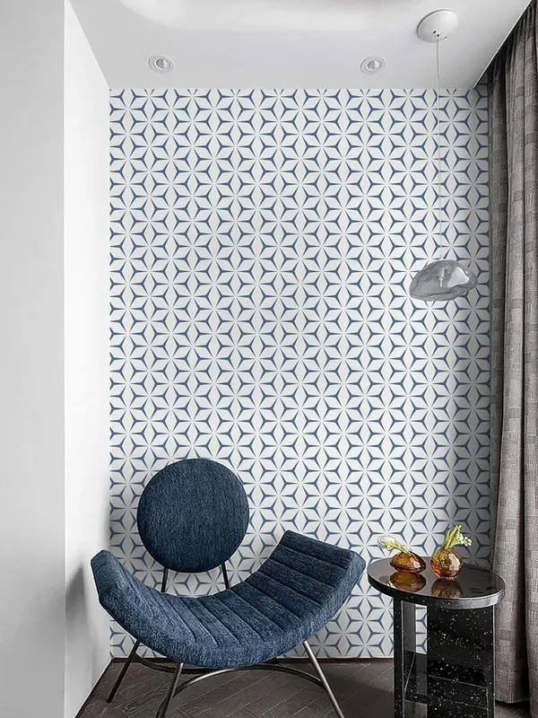 Blue_White_Geometric_Pattern_Decorative_Wallpaper