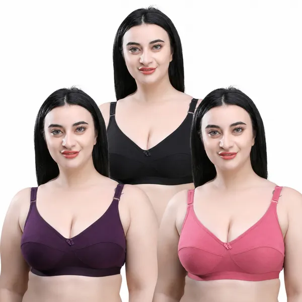 Multicolor_Cotton_Full_Coverage_Wirefree_Bra_Set_For_Women_(Pack_of_3)