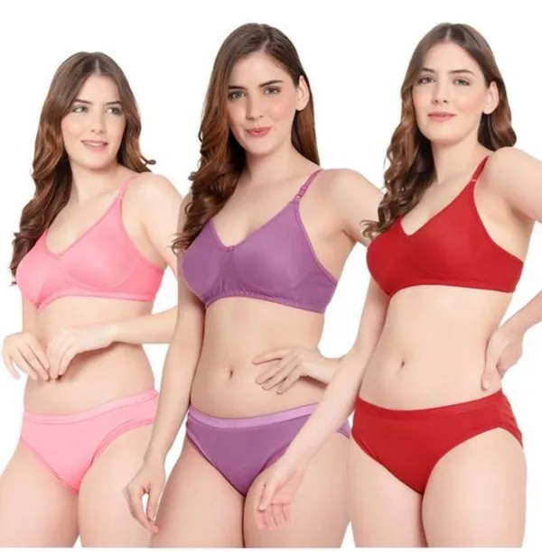 Multicolor_Cotton_Ligerie_Seamless_Moulded_Wirefree_Bra_And_Panty_Set_For_Women_And_Girls_(Pack_of_3)