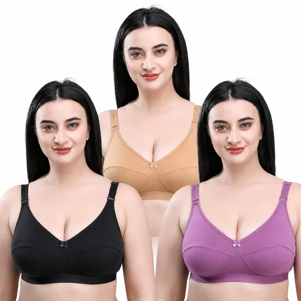 Black_Beige_Purple_Cotton_Full_Coverage_Wireless_Bra_Set_For_Women_(Pack_of_3)