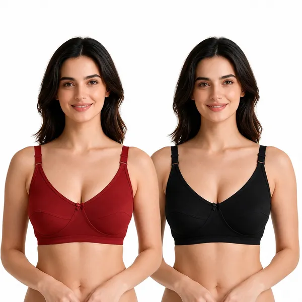 Red_Black_Cotton_Full_Coverage_V_Neck_Bra_Set_For_Women_(Pack_of_2)