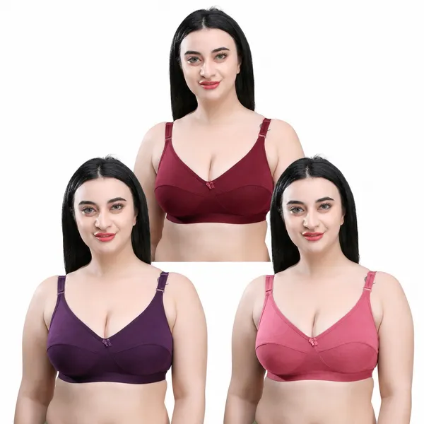 Multicolor_Cotton_Full_Coverage_Wirefree_Bra_Set_For_Women_(Pack_of_3)
