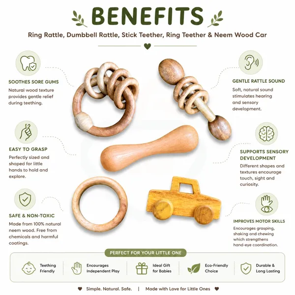 Natural_Neem_Wood_Combo_Pack_5_Ring_Rattle,_Dumbbell_Rattle,_Vehicle_and_Teething_Set_For_Babies_-_Pack_Of_5