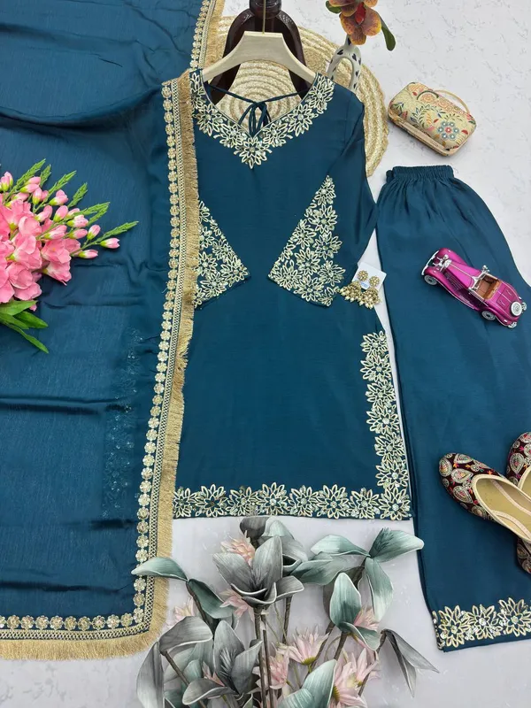 DEKEANSHKA®_Designer_Embroidered_Chinon_Silk_Kurta_Palazzo_With_Dupatta_Set