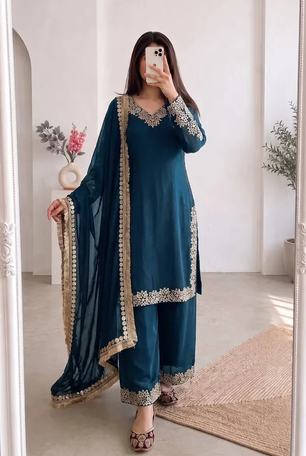 DEKEANSHKA®_Designer_Embroidered_Chinon_Silk_Kurta_Palazzo_With_Dupatta_Set