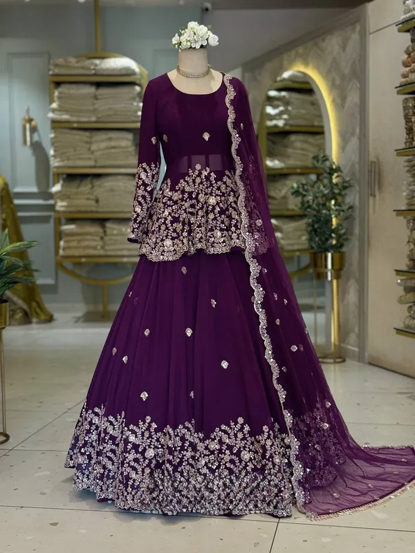 DEKEANSHKA®_Royal_Purple_Designer_Embroidered_Party_Wear_Lehenga_Choli_Set_with_Dupatta