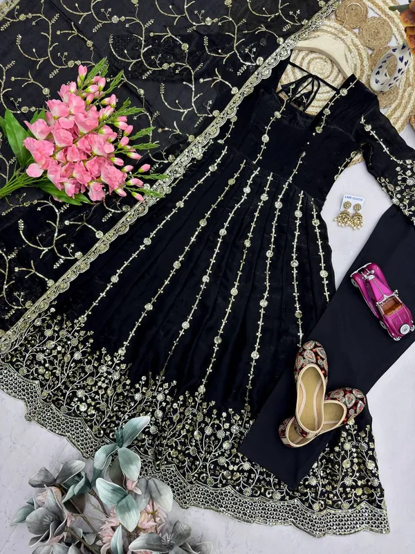 DEKEANSHKA®_Women’s_Designer_Black_Heavy_Fandy_Silk_Embroidered_Party_Wear_Gown_Set_with_Dupatta_&_Pant