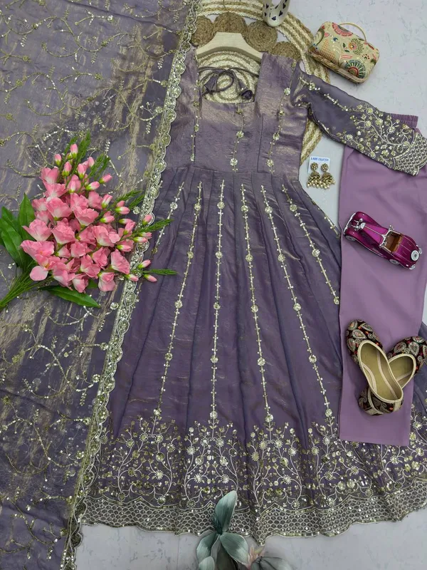 DEKEANSHKA®_Women’s_Designer_Dusty_Lavender_Purple_Embroidered_Party_Wear_Gown_Set_with_Dupatta_&_Pant