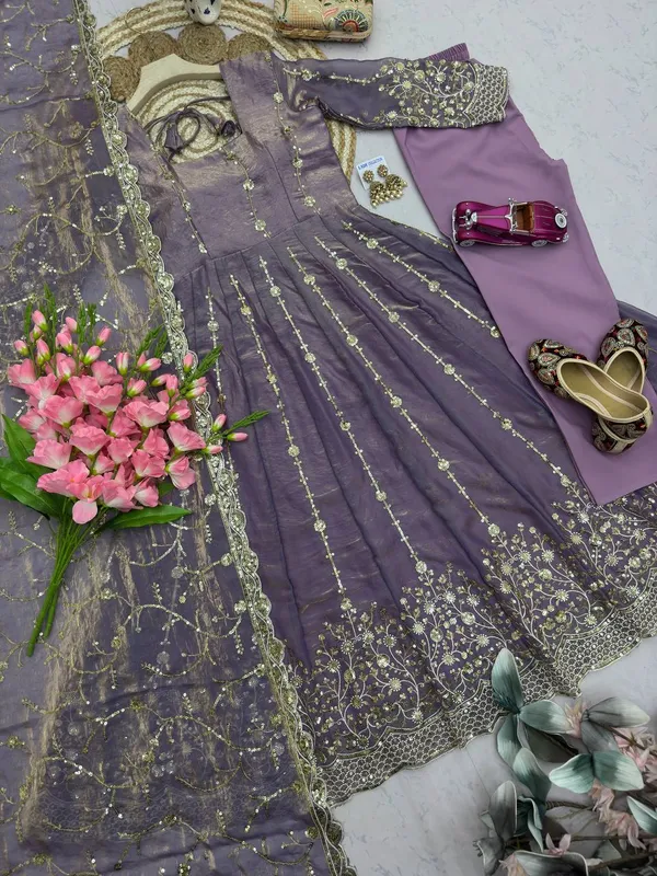 DEKEANSHKA®_Women’s_Designer_Dusty_Lavender_Purple_Embroidered_Party_Wear_Gown_Set_with_Dupatta_&_Pant