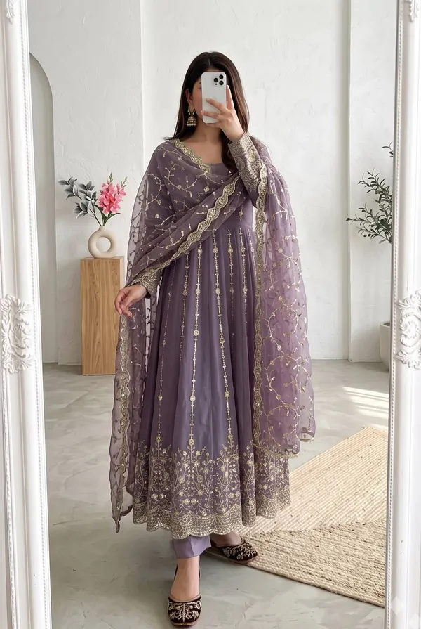 DEKEANSHKA®_Women’s_Designer_Dusty_Lavender_Purple_Embroidered_Party_Wear_Gown_Set_with_Dupatta_&_Pant