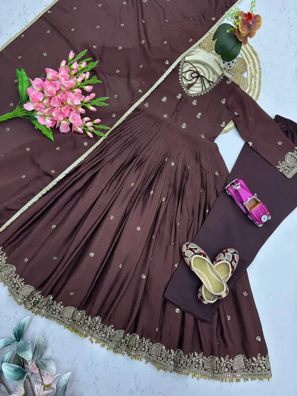 DEKEANSHKA®_Women’s_Designer_Embroidered_Chinon_Silk_Party_Wear_Gown_with_Dupatta_&_Pant