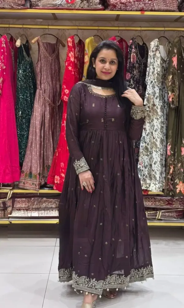 DEKEANSHKA®_Women’s_Designer_Embroidered_Chinon_Silk_Party_Wear_Gown_with_Dupatta_&_Pant