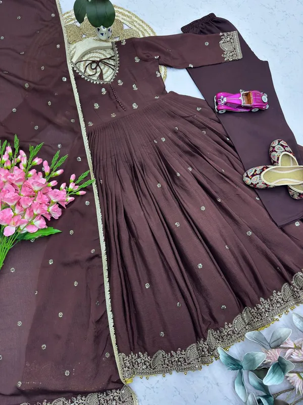 DEKEANSHKA®_Women’s_Designer_Embroidered_Chinon_Silk_Party_Wear_Gown_with_Dupatta_&_Pant