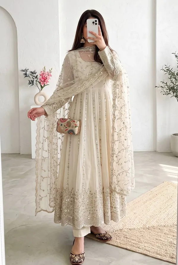 DEKEANSHKA®_Women’s_Designer_Embroidered_Party_Wear_Gown_Set_with_Dupatta_&_Pant_–_Off_White_/_Ivory_White