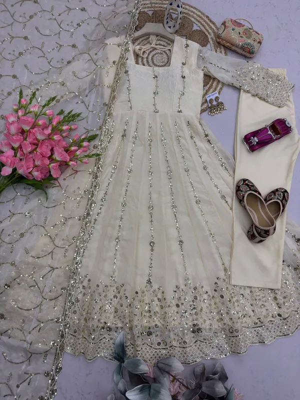 DEKEANSHKA®_Women’s_Designer_Embroidered_Party_Wear_Gown_Set_with_Dupatta_&_Pant_–_Off_White_/_Ivory_White