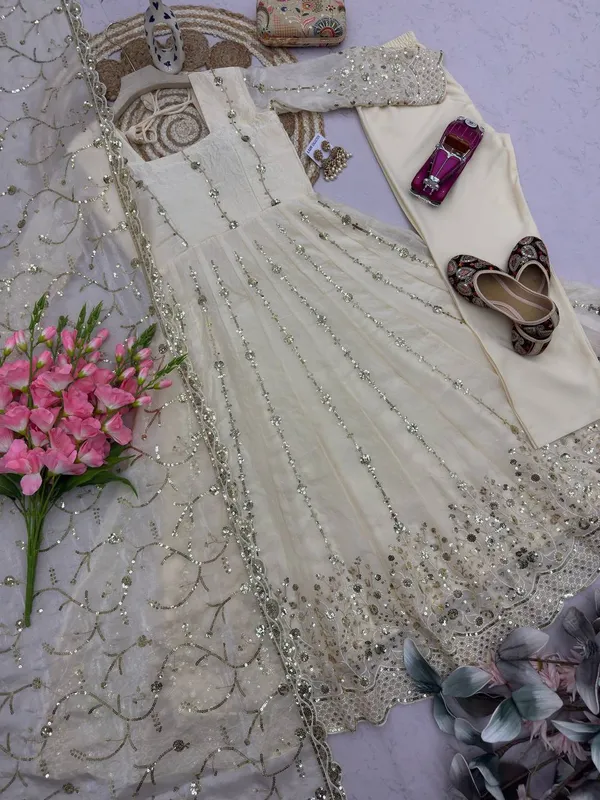 DEKEANSHKA®_Women’s_Designer_Embroidered_Party_Wear_Gown_Set_with_Dupatta_&_Pant_–_Off_White_/_Ivory_White
