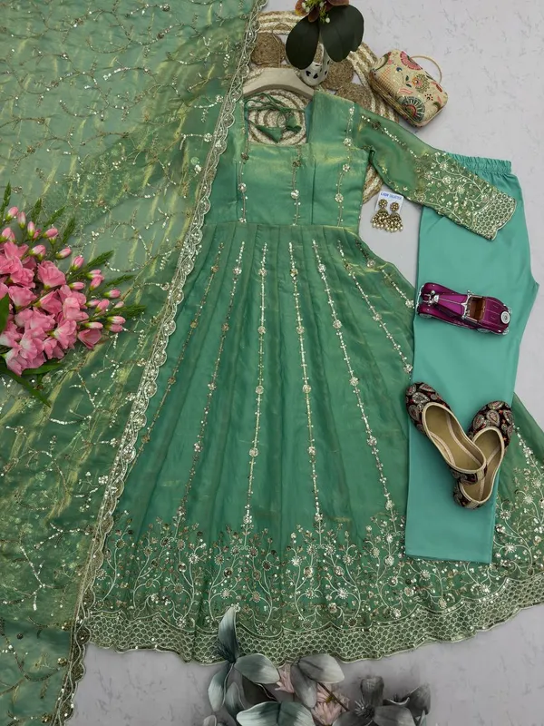 DEKEANSHKA®_Women’s_Designer_Mint_Green_Embroidered_Party_Wear_Gown_Set_with_Dupatta_&_Pant