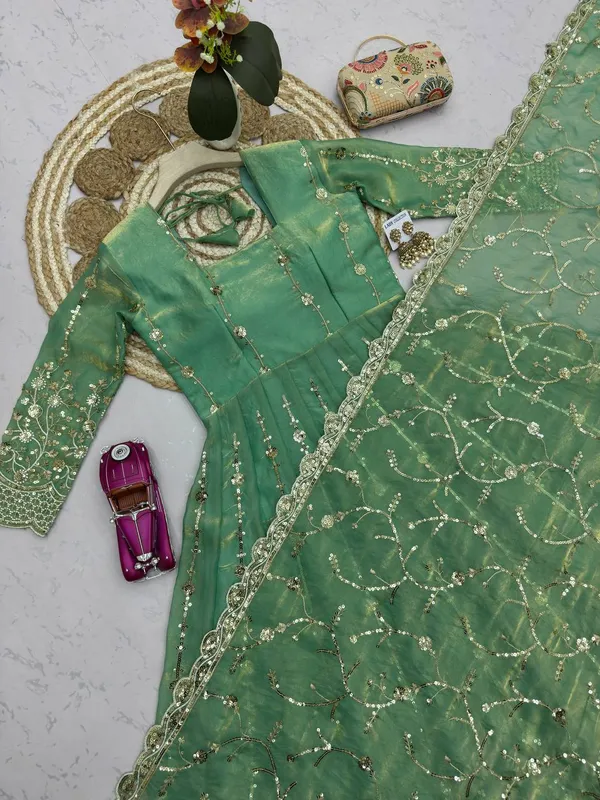 DEKEANSHKA®_Women’s_Designer_Mint_Green_Embroidered_Party_Wear_Gown_Set_with_Dupatta_&_Pant