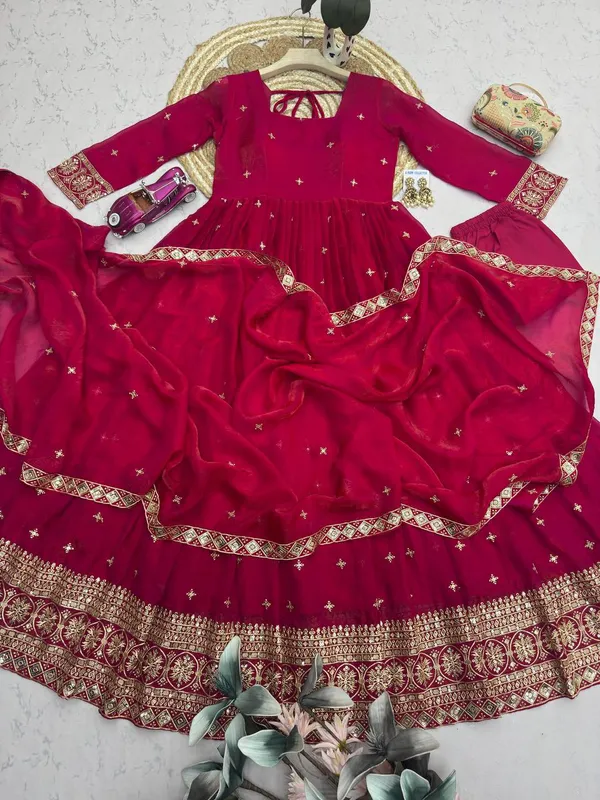 DEKEANSHKA®_Women’s_Designer_Party_Wear_Embroidered_Sequins_Work_Full_Stitched_Gown_with_Dupatta_&_Pant_Set