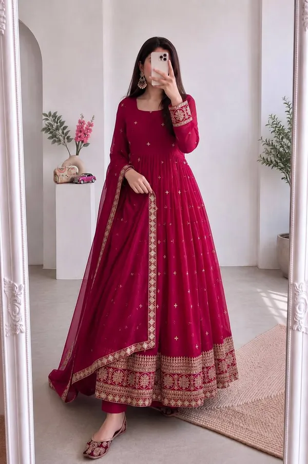 DEKEANSHKA®_Women’s_Designer_Party_Wear_Embroidered_Sequins_Work_Full_Stitched_Gown_with_Dupatta_&_Pant_Set
