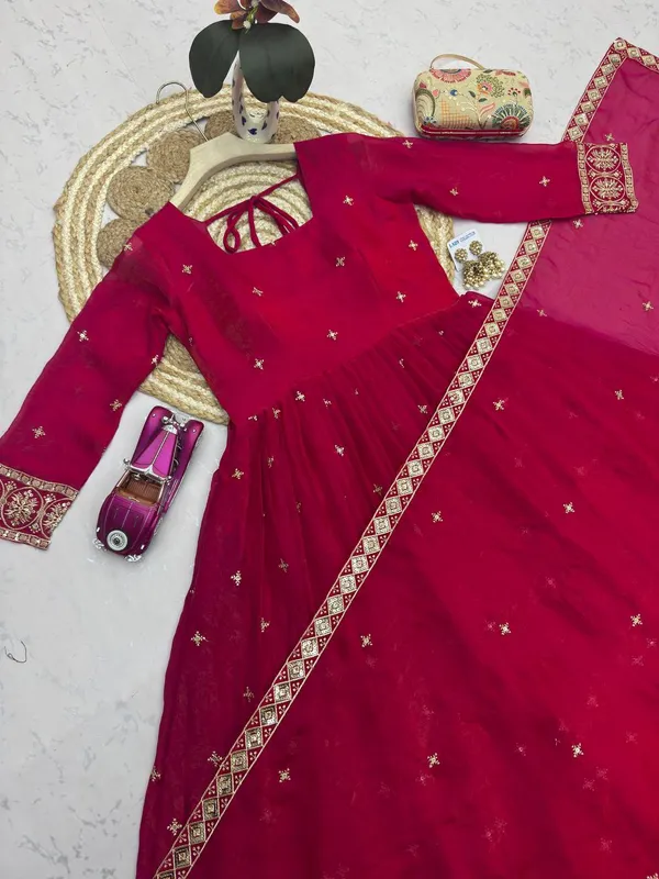 DEKEANSHKA®_Women’s_Designer_Party_Wear_Embroidered_Sequins_Work_Full_Stitched_Gown_with_Dupatta_&_Pant_Set