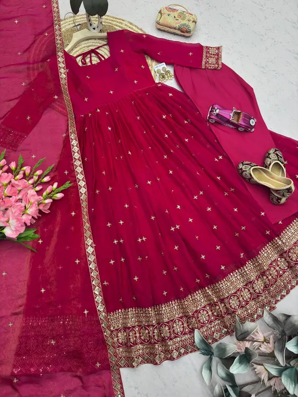 DEKEANSHKA®_Women’s_Designer_Party_Wear_Embroidered_Sequins_Work_Full_Stitched_Gown_with_Dupatta_&_Pant_Set