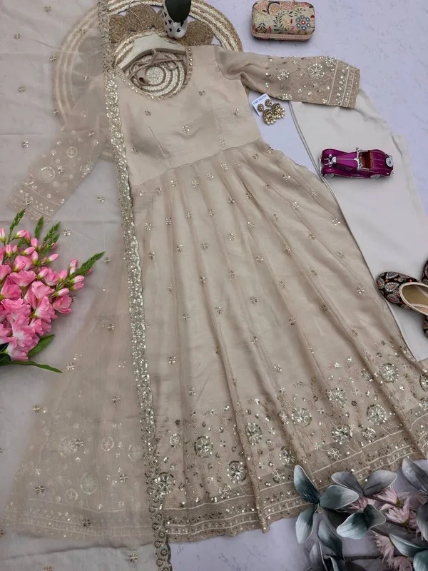DEKEANSHKA®_Women’s_Designer_Party_Wear_Gown_Set_with_Dupatta_&_Pant_–_Beige