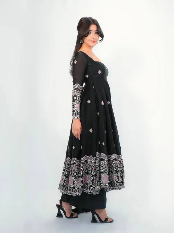 DEKEANSHKA®_Women’s_Designer_Party_Wear_Gown_Set_with_Dupatta_&_Pant_–_Black