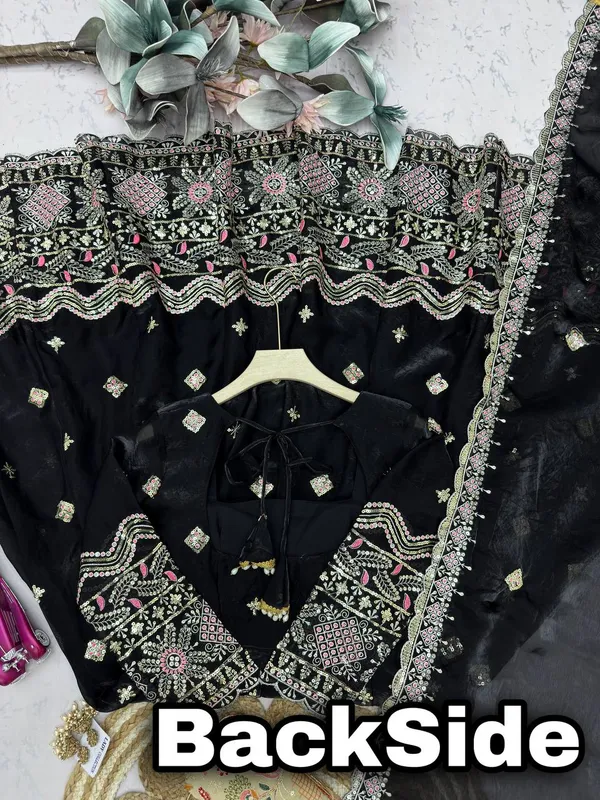 DEKEANSHKA®_Women’s_Designer_Party_Wear_Gown_Set_with_Dupatta_&_Pant_–_Black