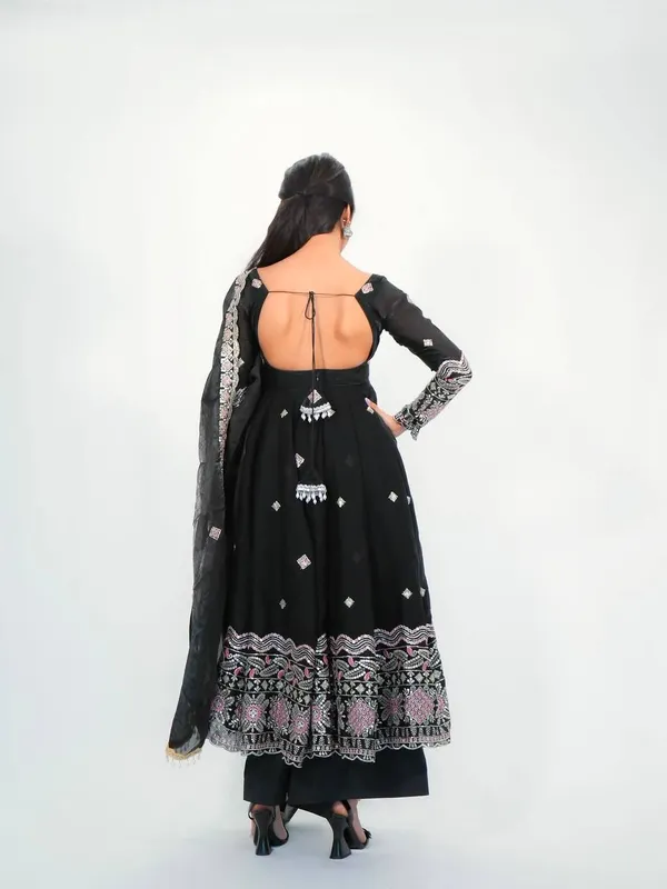 DEKEANSHKA®_Women’s_Designer_Party_Wear_Gown_Set_with_Dupatta_&_Pant_–_Black