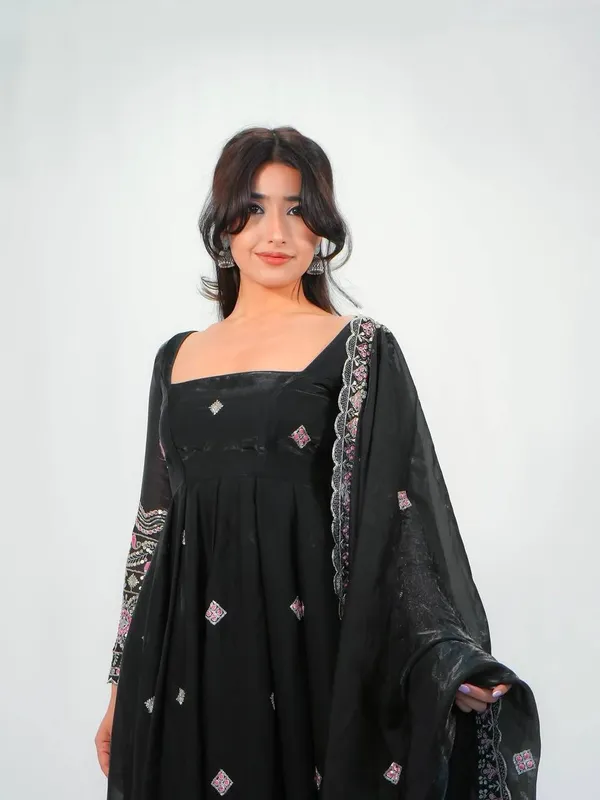DEKEANSHKA®_Women’s_Designer_Party_Wear_Gown_Set_with_Dupatta_&_Pant_–_Black