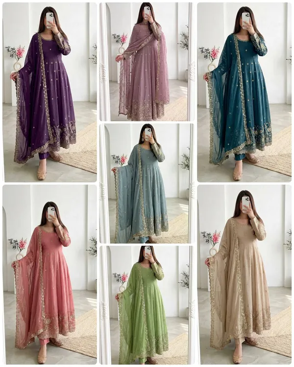 DEKEANSHKA®_Women’s_Designer_Party_Wear_Gown_Set_with_Dupatta_&_Pant_–_Dusty_Blue