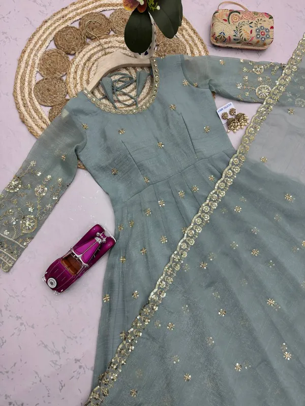 DEKEANSHKA®_Women’s_Designer_Party_Wear_Gown_Set_with_Dupatta_&_Pant_–_Dusty_Blue