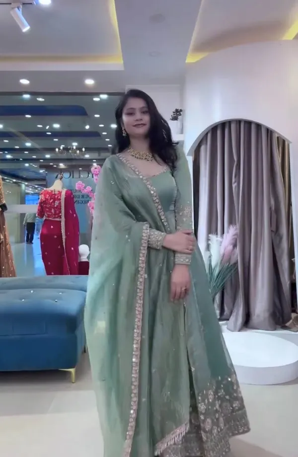 DEKEANSHKA®_Women’s_Designer_Party_Wear_Gown_Set_with_Dupatta_&_Pant_–_Dusty_Blue
