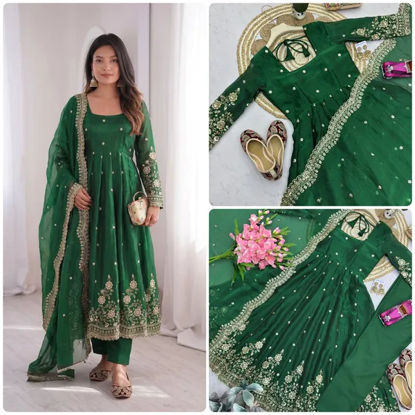 DEKEANSHKA®_Women’s_Designer_Party_Wear_Gown_Set_with_Dupatta_&_Pant_–_Green