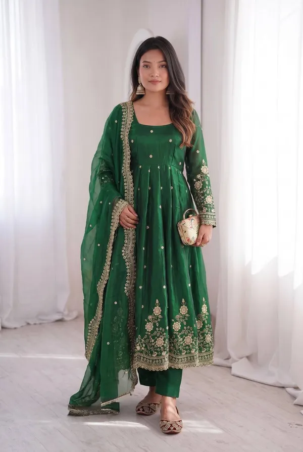 DEKEANSHKA®_Women’s_Designer_Party_Wear_Gown_Set_with_Dupatta_&_Pant_–_Green