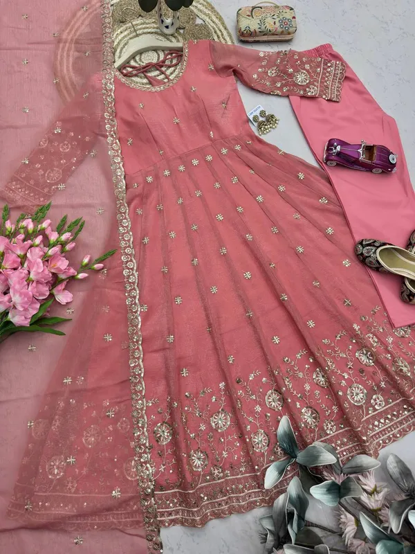 DEKEANSHKA®_Women’s_Designer_Party_Wear_Gown_Set_with_Dupatta_&_Pant_–_Pink