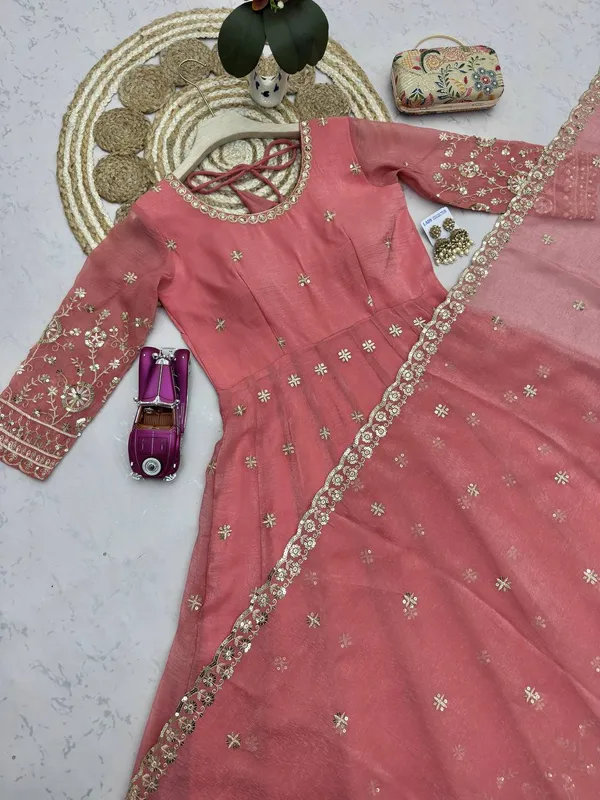 DEKEANSHKA®_Women’s_Designer_Party_Wear_Gown_Set_with_Dupatta_&_Pant_–_Pink