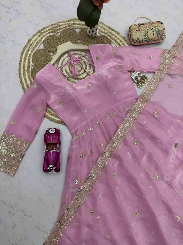 DEKEANSHKA®_Women’s_Designer_Party_Wear_Gown_Set_with_Dupatta_&_Pant_–_Pink