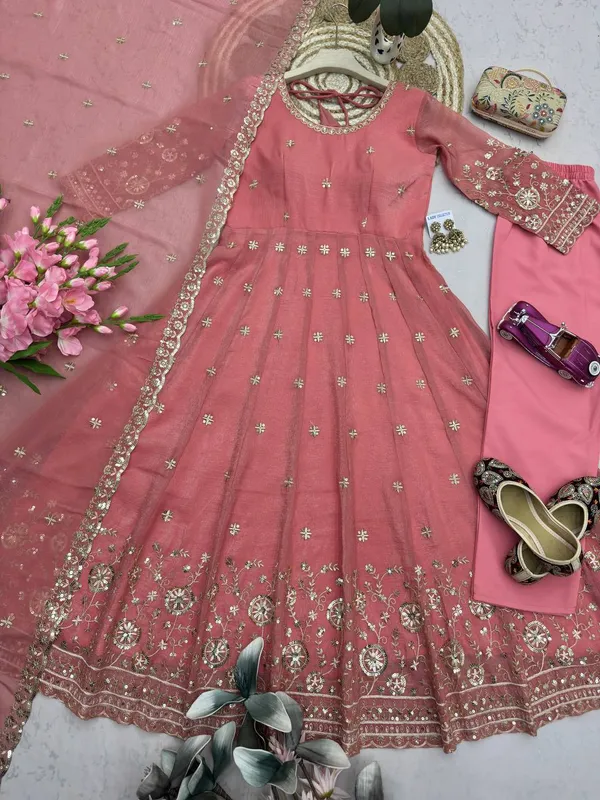 DEKEANSHKA®_Women’s_Designer_Party_Wear_Gown_Set_with_Dupatta_&_Pant_–_Pink